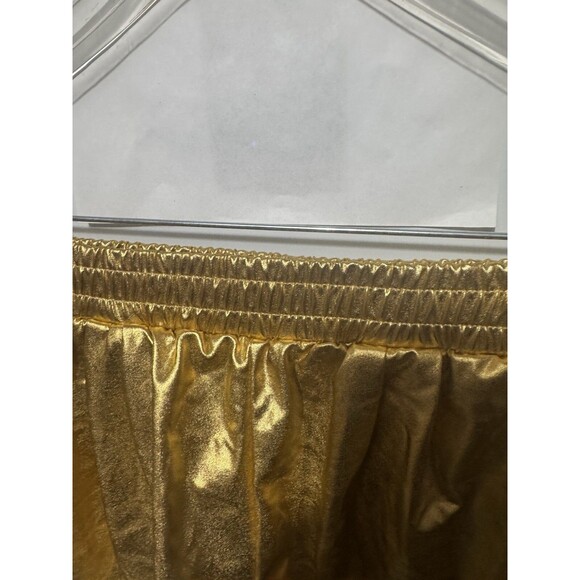 SweatyRocks Hot Pants Shorts Pockets Elastic Waist Shiny Metallic Gold Large - Picture 6 of 12